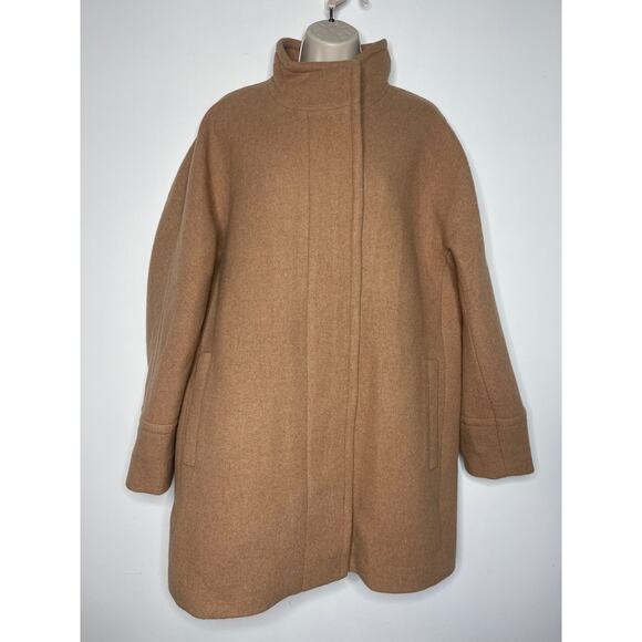 J. Crew City Coat Wool Side Zipper Heather Acorn Size 16 - Picture 3 of 12